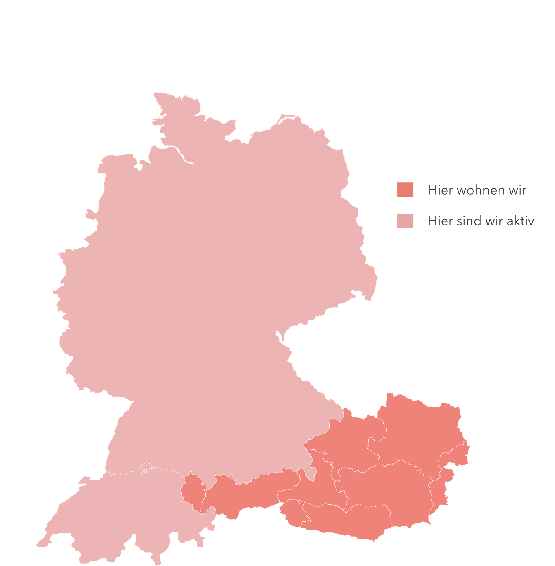 Farblich markierte Deutschlandkarte zur Visualisierung regionaler digitaler Lösungen von CANCOM.