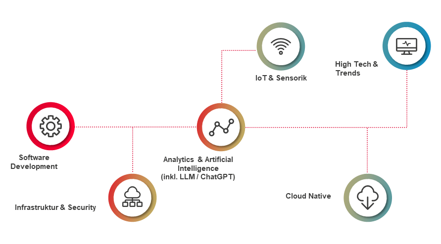 Netzwerkdiagramm zur Visualisierung der IT-Infrastruktur und Datenflüsse, relevant für Softwareentwicklungsprojekte.